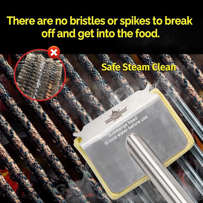 Grill Brush Bristle Free, Aramid Fiber Wavy Pad Seamless-Fit Cast - Image 6