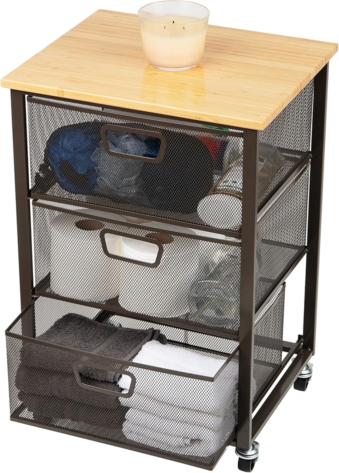 Mind Reader 3-Drawer Rolling Storage Cart, Office Organizer - Image 4