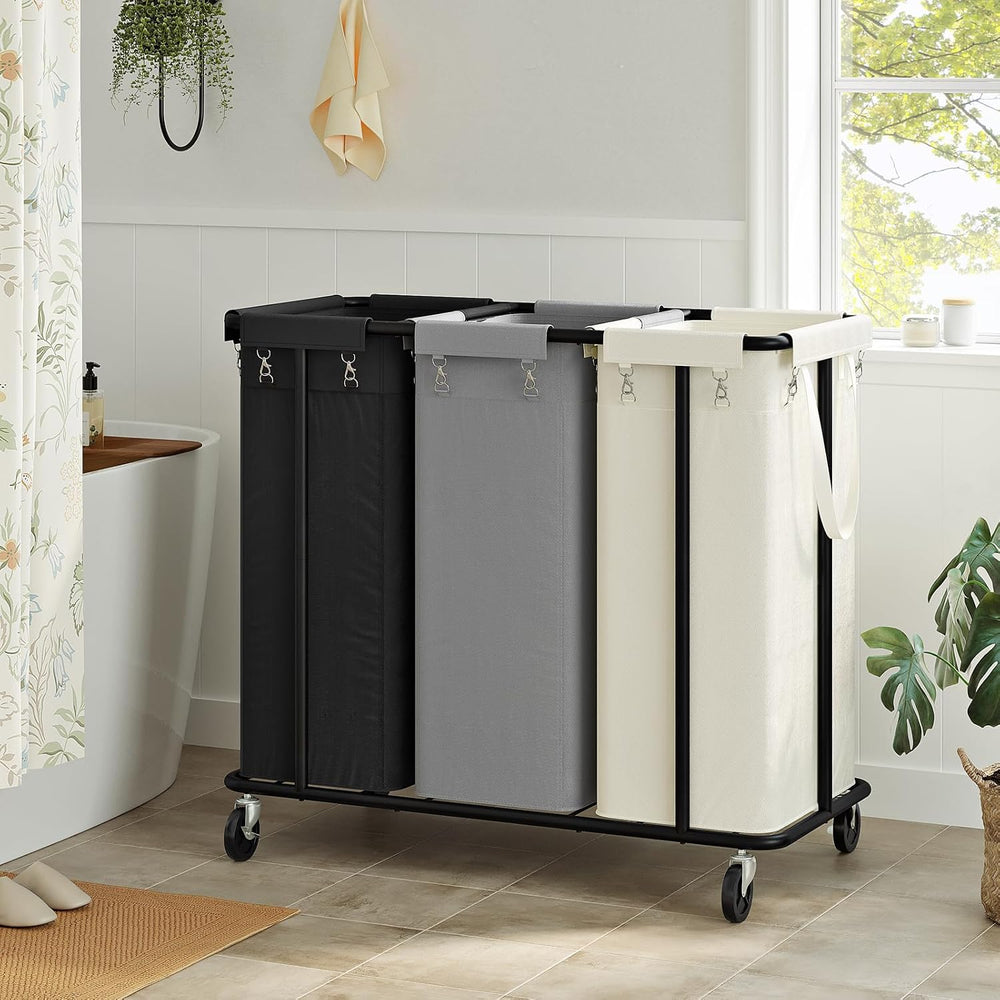 WOWLIVE Laundry Hamper 3 Section, 260L Rolling Laundry Basket with Wheels
