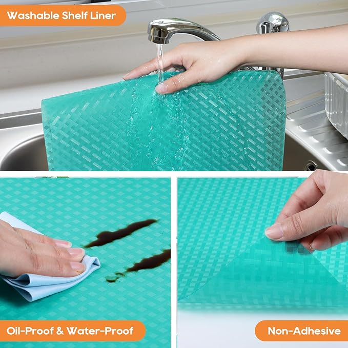 Blue Shelf Liners for Kitchen Cabinets Refrigerator Liners Waterproof & - Image 4