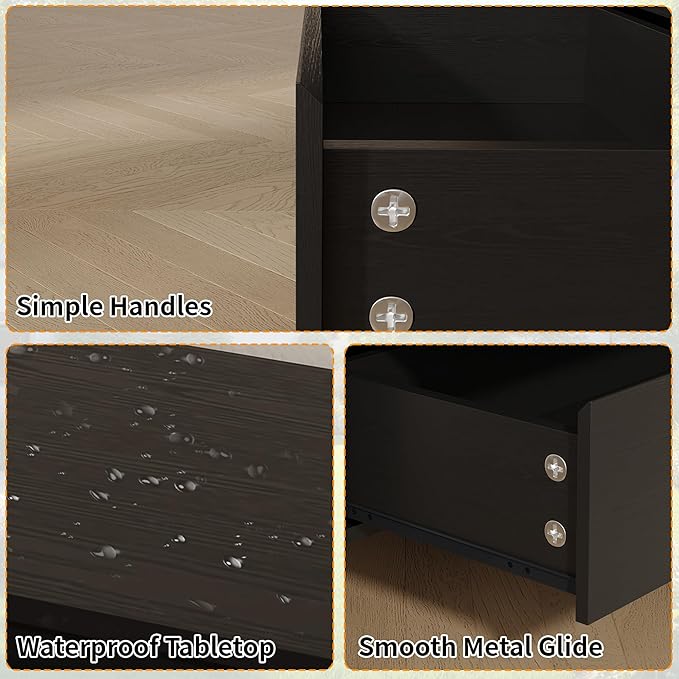 Dresser for Bedroom with 6 Drawers, Wooden TV Stand, Closet Clothes Organizer - Image 6