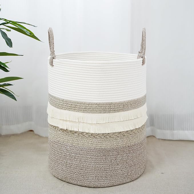 danpinera 79 L Large Laundry Basket, Tall Woven Cotton Storage Hamper - Image 8