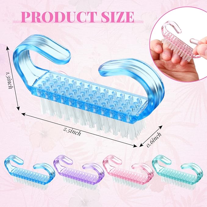 Patelai 200 Pcs Handle Grip Nail Brush Bulk Colorful Nail Scrubber Fingernail - Image 2