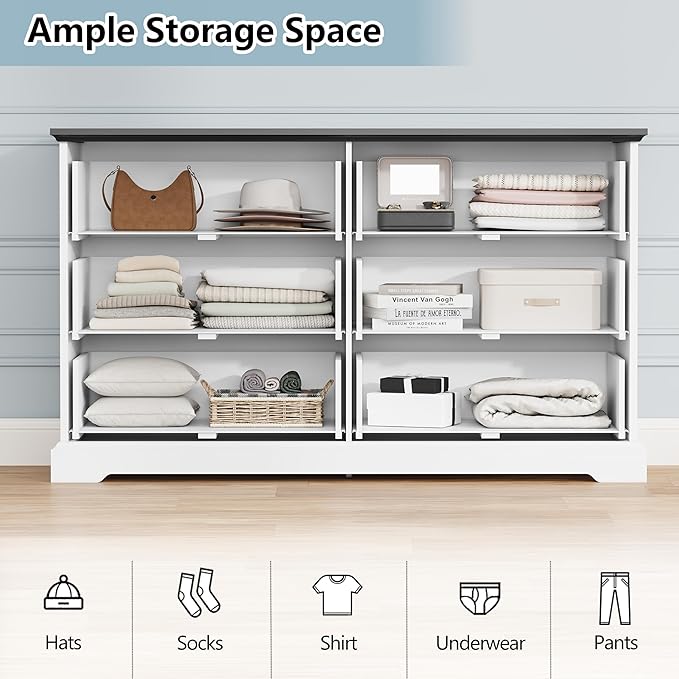 6 Drawer Dresser for Bedroom, Rustic Farmhouse Dresser - Image 4
