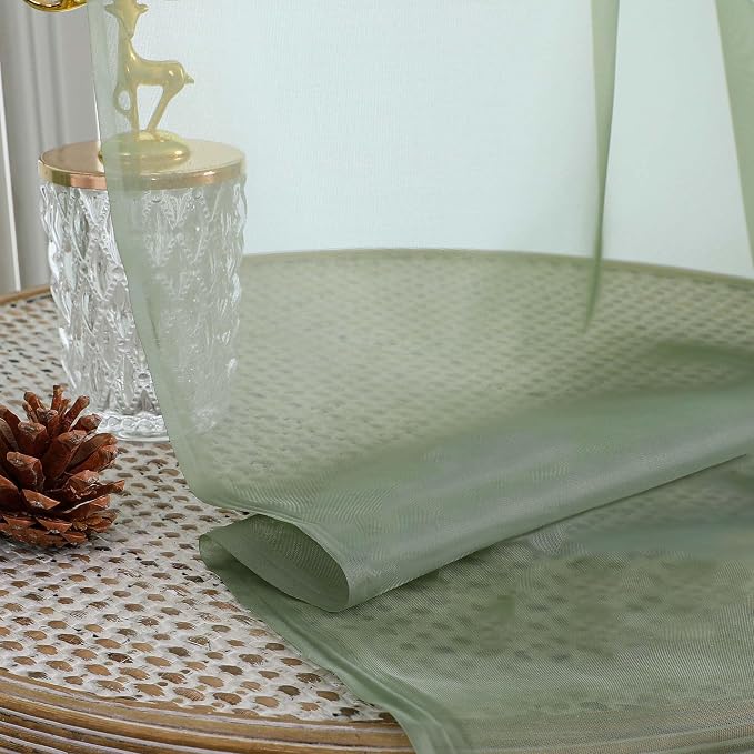 Chyhomenyc Sage Green Sheer Curtains 84 Inches Long 2 Panels, Light Filtering - Image 5