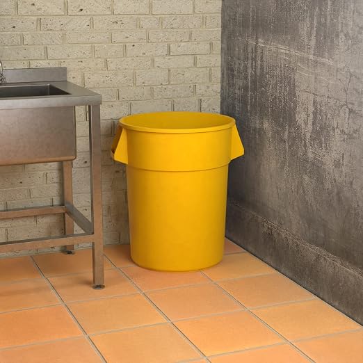55 Gallon Yellow Round Commercial Trash Can - Image 4