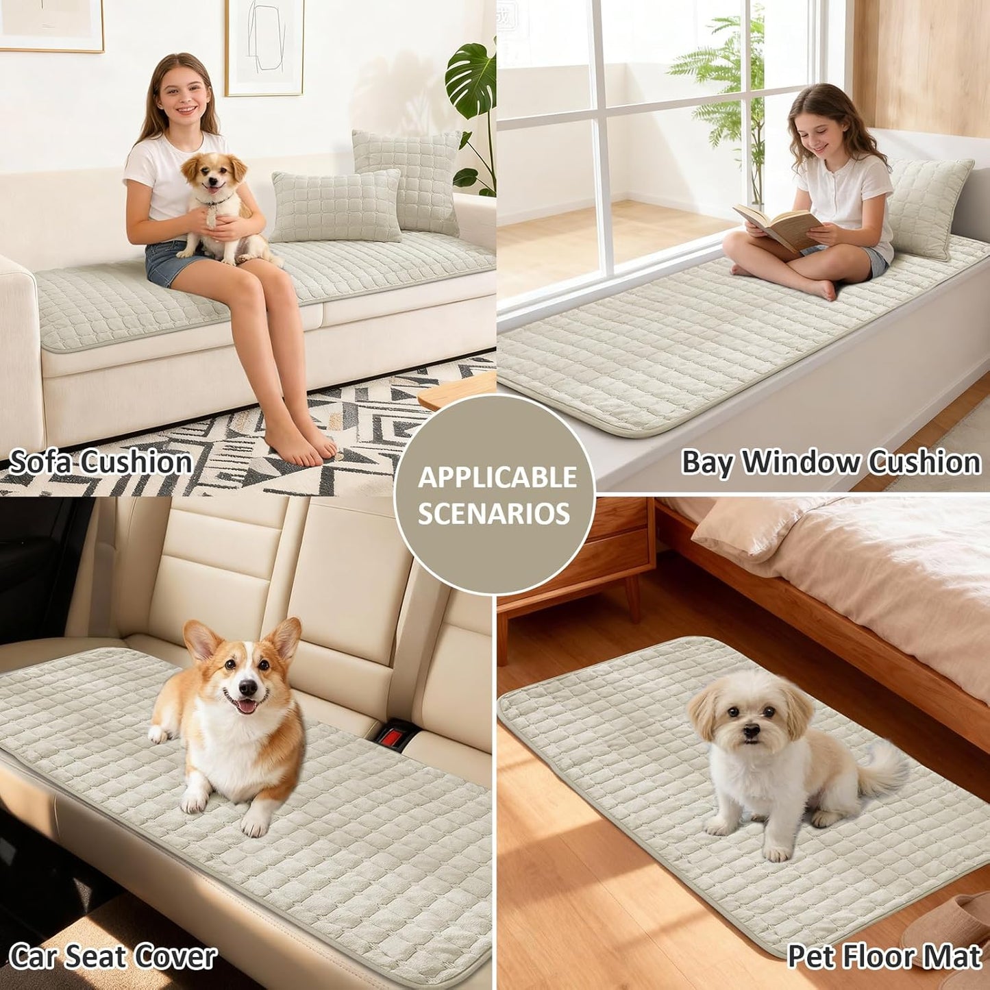 Pet Couch Cover for Dogs Washable, Fuzzy Non-Slip Couch Covers for Sofa, Couch Covers for 3 Cushion Sofa, Plush Dog Couch Cover for Sectional, Loveseat (Beige, 27.6" X 71")
