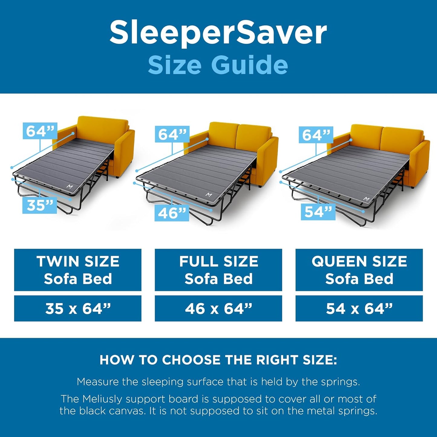 Meliusly Sleeper Sofa Support Board Queen Size (54x64) Permanently Installed Wood Sofa Bed Board for Pull Out Couch, Folds with Frame, Under Mattress Bar Shield, Sofa Bed Support, Folding Bed Board