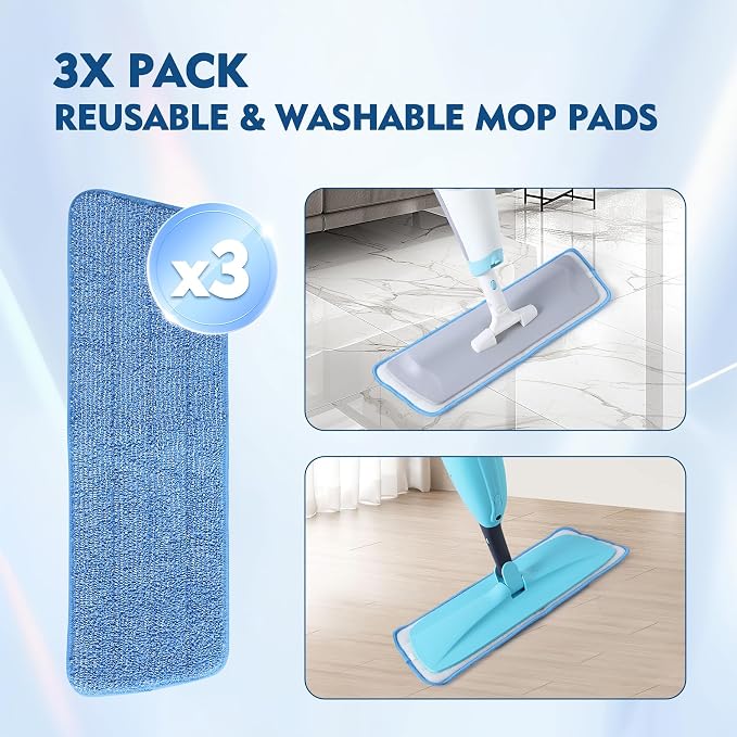 3 Pack Microfiber Mop Pads, Mop Replacement Pads Refills Floor Spray Mop Pads - Image 6