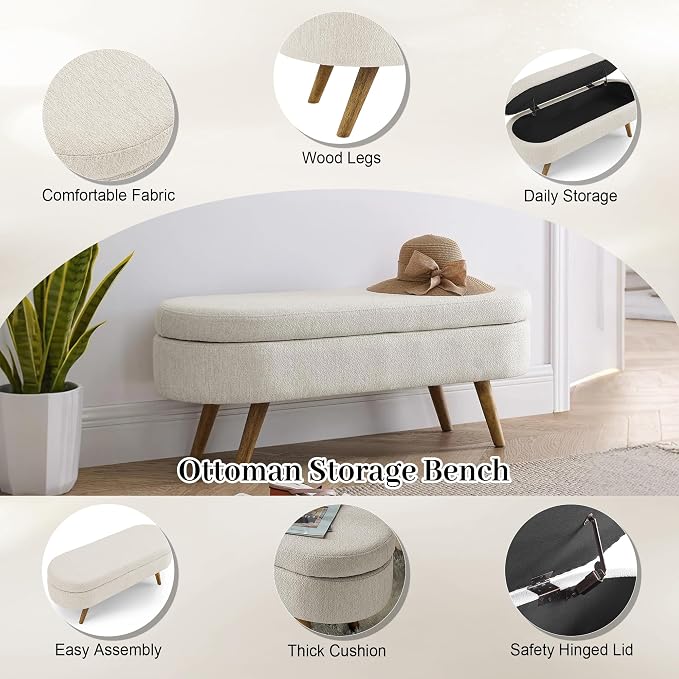 Storage Bench, Upholstered Entryway Benches - Image 5