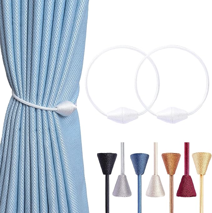 2 PCS Magnetic Curtain Tiebacks, European Style Convenient Drape Tie Backs by YUNTUOO