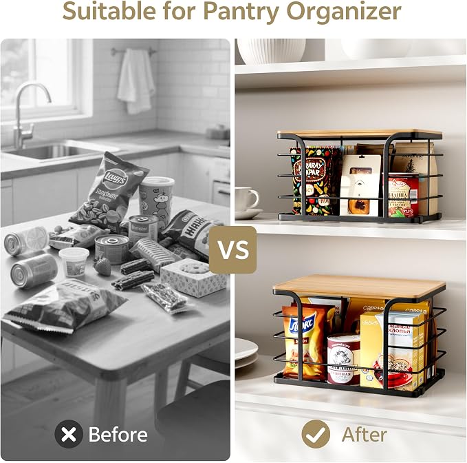 2 Pack Extra Large Stackable Pantry Organizers and Storage, Wall Mount Trash - Image 5