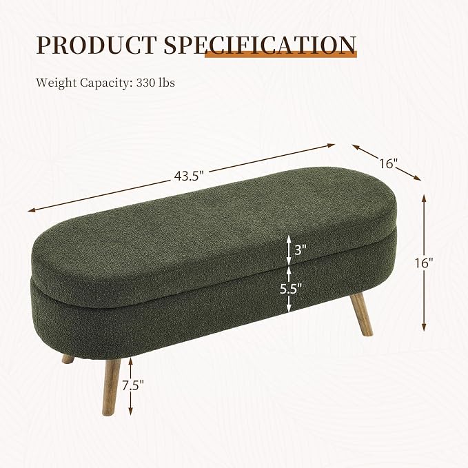 Furnimart 43.5" Queen Size Storage Bedroom Bench - Image 2