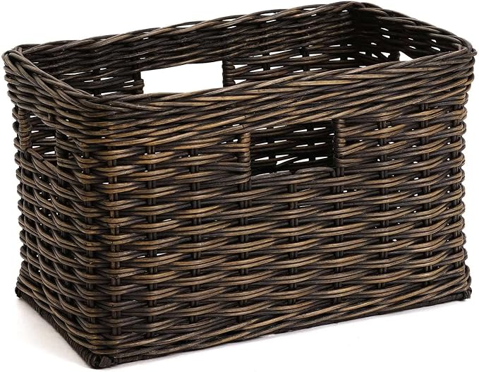 The Basket Lady Tall Rectangular Wicker Storage Basket, 16.5 in L x 10.5 in W x by TheBasketLady