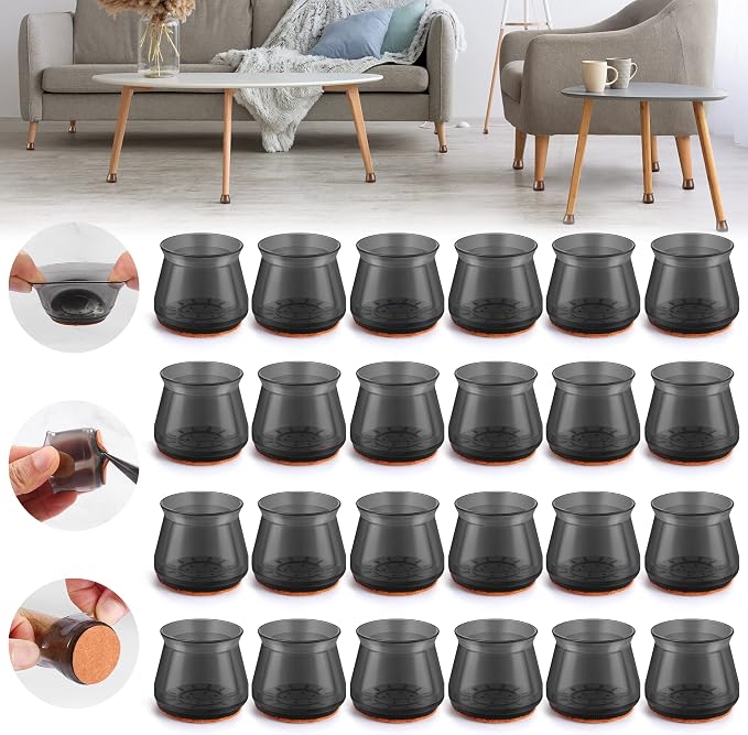 24PCS Upgraded Silicone Chair Leg Floor Protectors by Violibar