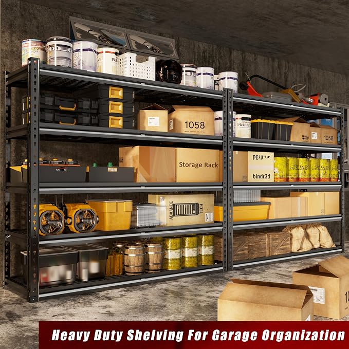 48" W Garage Shelving Heavy Duty, 5-Tier Storage Shelves, 3030LBS Adjustable - Image 9