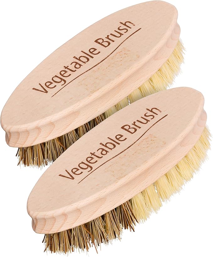 REDECKER Hard and Soft Side Vegetable Brush, Beechwood Handle, 2 Different by Redecker