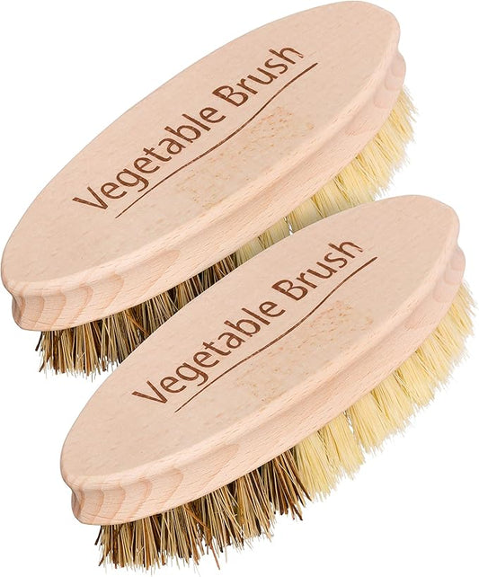 REDECKER Hard and Soft Side Vegetable Brush, Beechwood Handle, 2 Different by Redecker