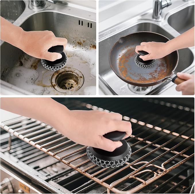 Cast Iron Scrubber Cleaner, Chainmail Scrubber - Image 6