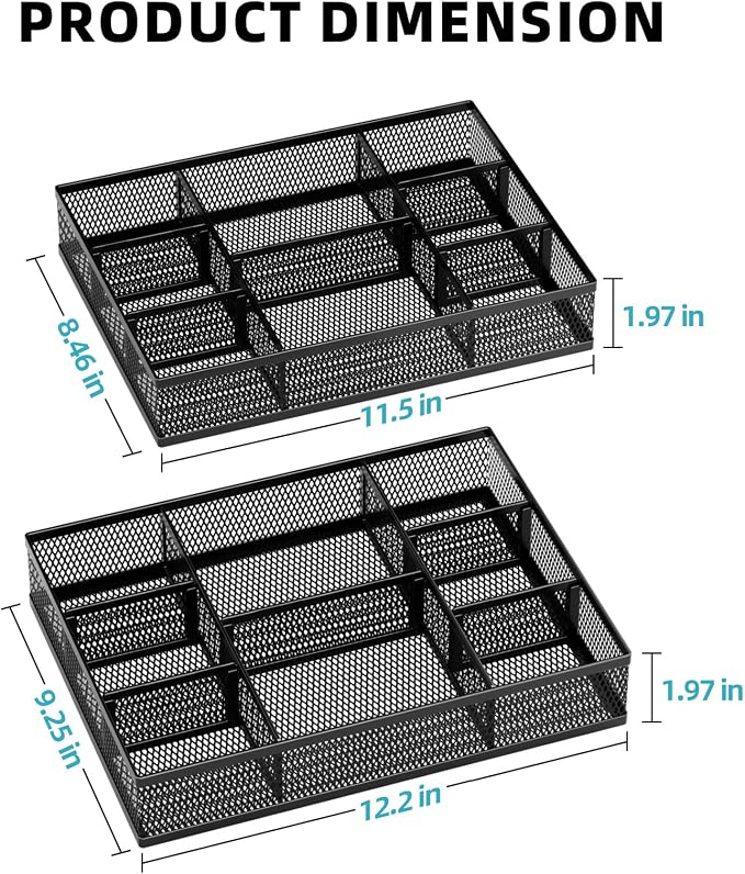 Marbrasse 2 Pack Desk Drawer Organizer, Mesh Drawer Organizer Tray - Image 5