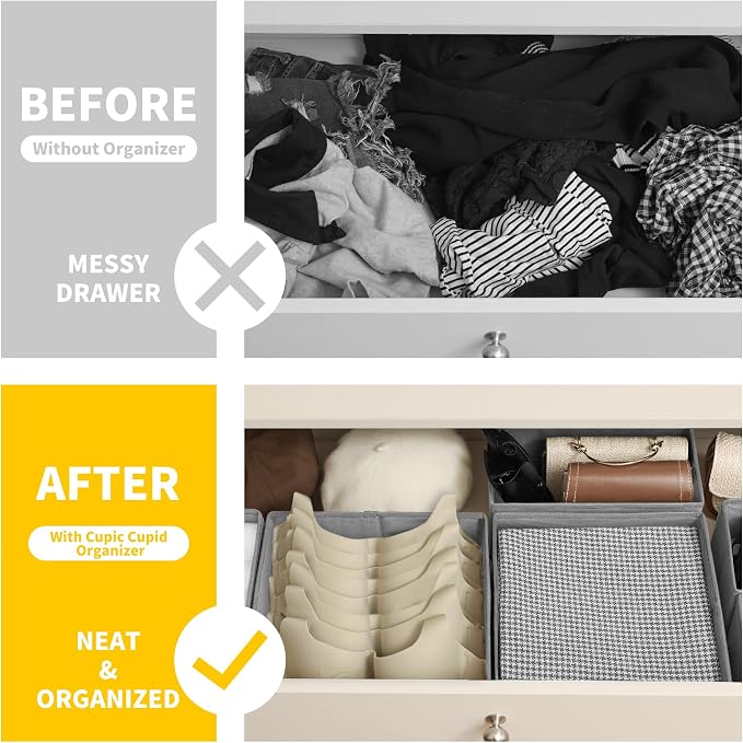 Cupic Cupid Drawer Organizer, Dresser Organizers, Foldabe Drawer Organizer - Image 4