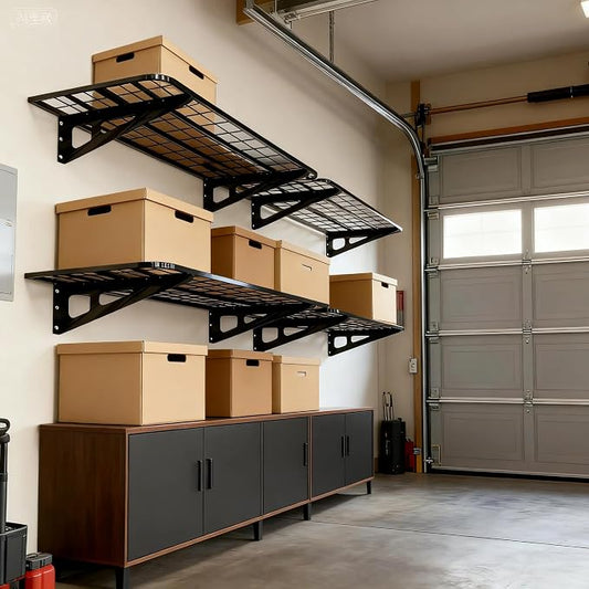4-Pack 2x4ft Garage Wall Shelving, 4 Shelf Total 16 ft Garage Shelving Wall - Image 2