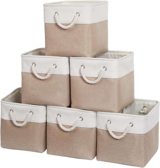 11 x 11 Inch Storage Cubes, 6 Pack Large Collapsible Fabric Storage Bin by ISEMINGLA