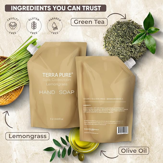 Terra Pure Spa Collection 1 Liter Hand Wash Refill Bag - Image 4