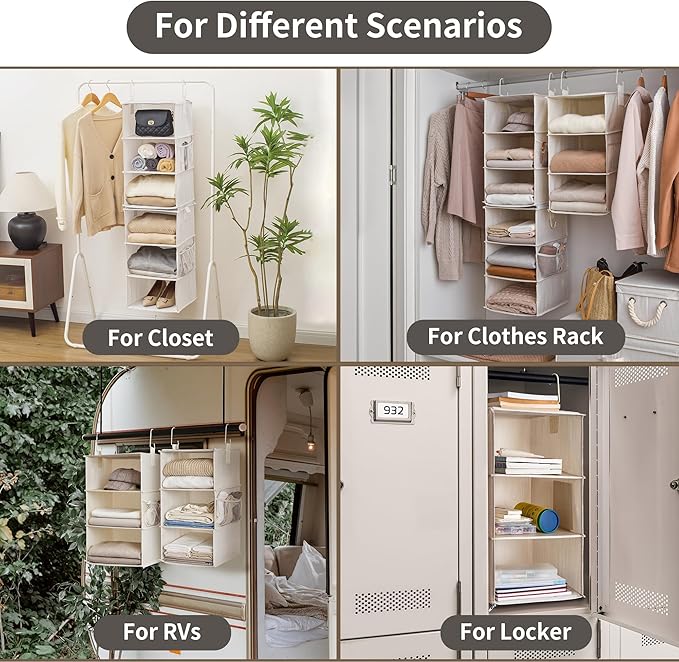 StorageWorks 6-Shelf Closet Organizers, Two 3-Shelf Separable Hanging Shelves - Image 5