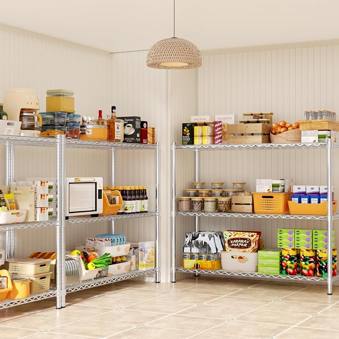 Storage Shelves, 3-Tier Adjustable Metal Industrial Utility Shelf Rack - Image 5