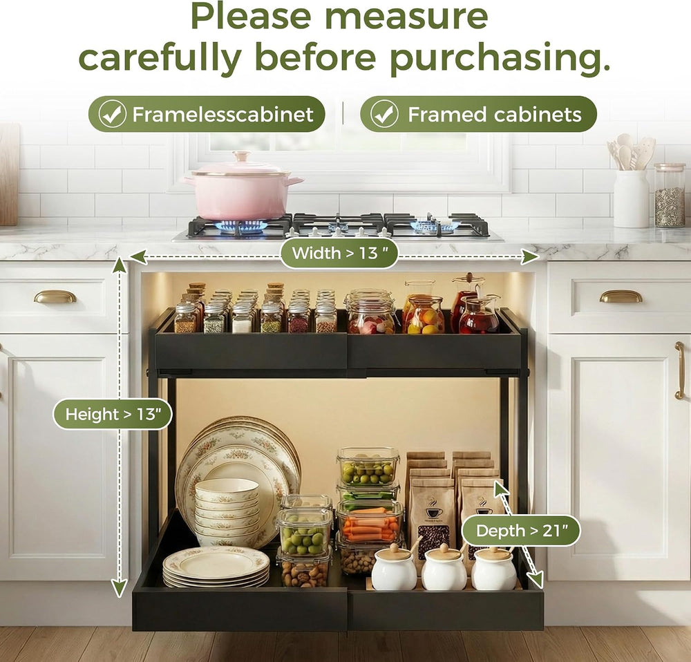 Abalter Expandable Pull Out Cabinet Organizer(12-18.5" W x 21" D), ...