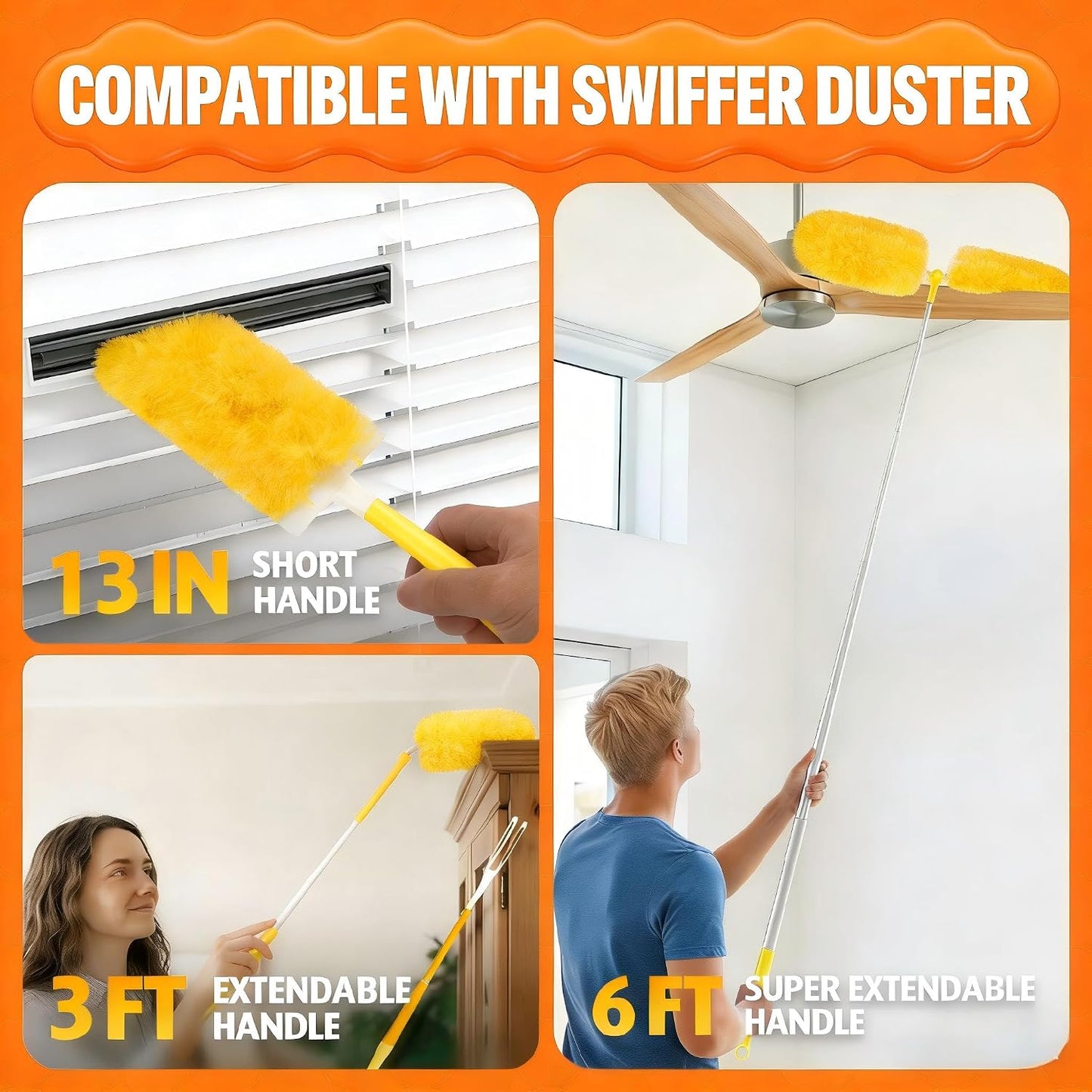 Heavy Duty Duster Refills for Swiffer Duster, 30 Count Duster Refills with 1 Handle | 360° Microfiber Dusting Refills with 5X Microfibers | Disposable Dusters for Cleaning Hair,Blinds,Furniture,Office