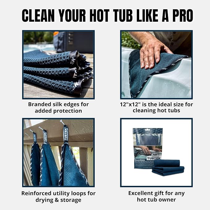 TUBTEK Microfiber Hot Tub Surface Cleaner Towels – Hot Tub Cover Cleaner & - Image 5