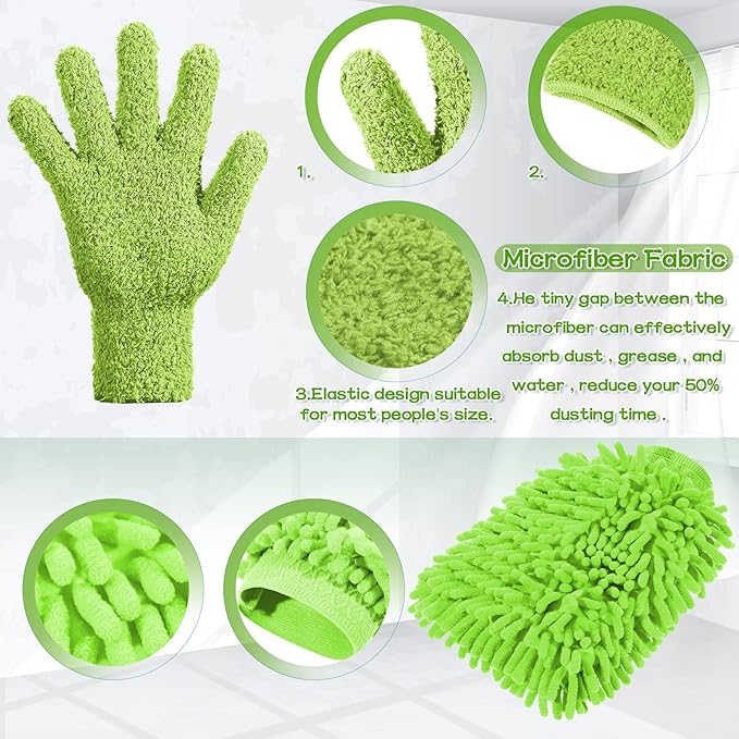 6 Pcs Microfiber Dusting Mitt Gloves Microfiber Washable Dusting Gloves Car - Image 3