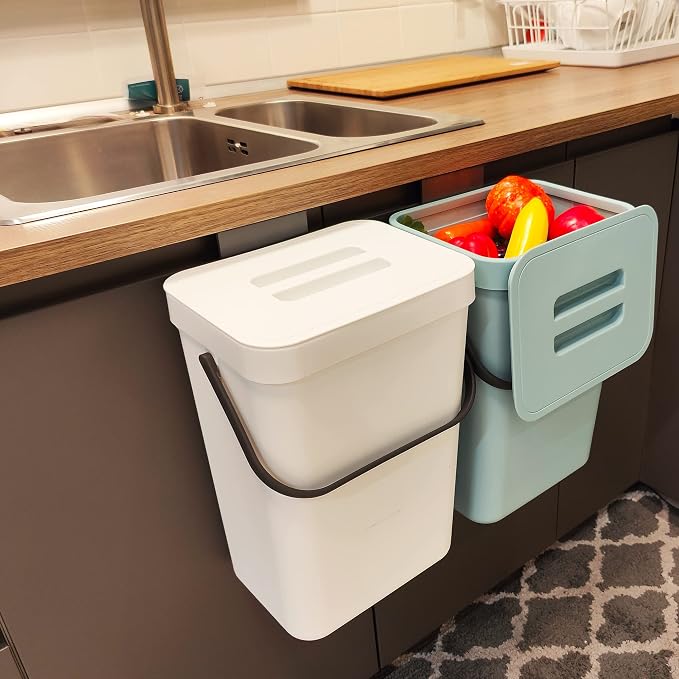stonespace Hanging Trash Can, 3.2 Gallon/12L Small Waste Bin by stonespace