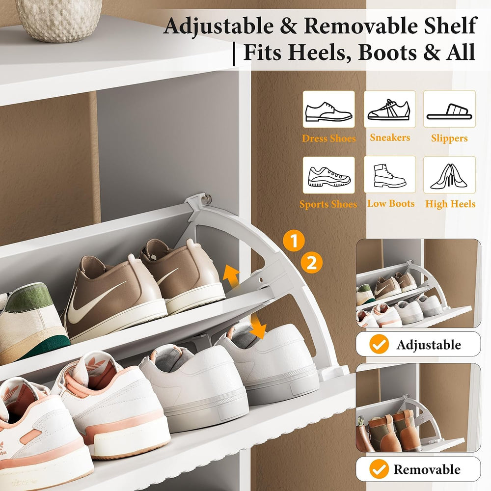 Nicetree Shoe Storage Cabinet for Entryway - 2 Flip Drawers Shoe Cabinet with...