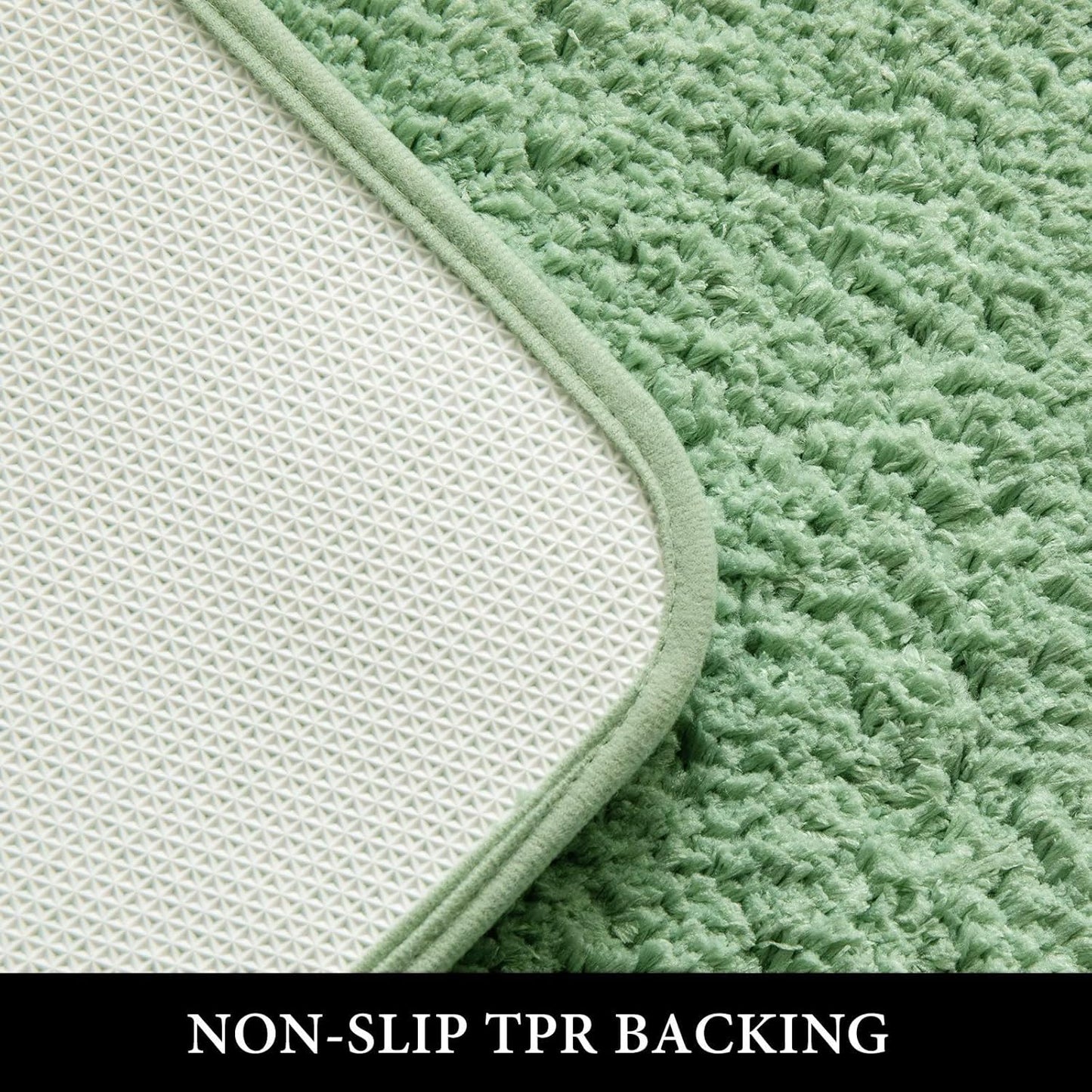 MIULEE Sage Green Bathroom Rugs Set 2 Piece, Soft Absorbent Microfiber Bath Mat Set, Non Slip Quick Dry Machine Washable Plush Shaggy Bath Rugs for Bathroom Floor, Tub and Shower, 16x24 inches