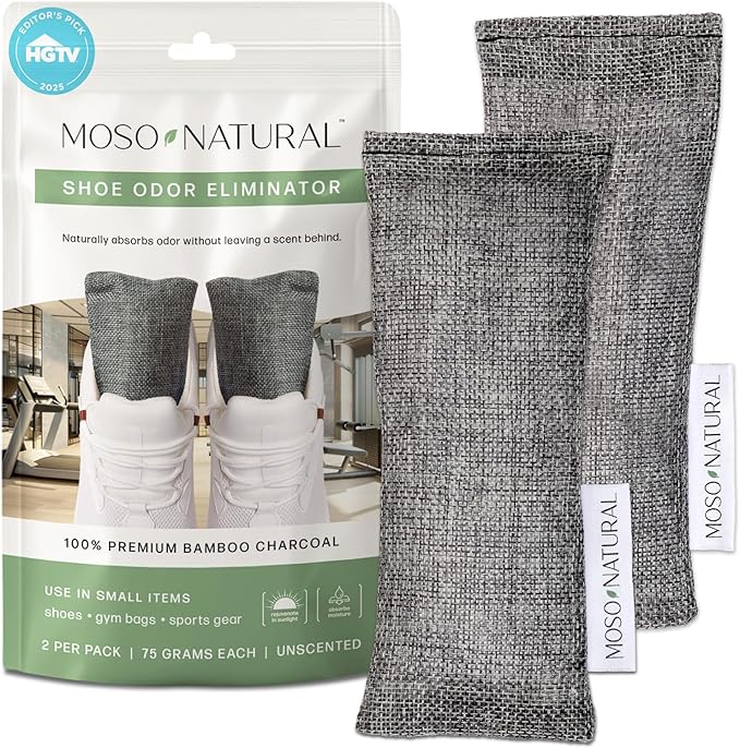 Moso Natural Shoe Deodorizer Inserts, Charcoal Odor Absorber by MosoNatural