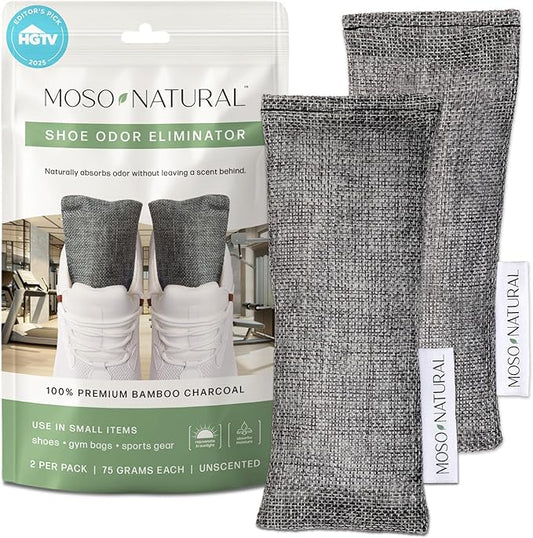 Moso Natural Shoe Deodorizer Inserts, Charcoal Odor Absorber by MosoNatural