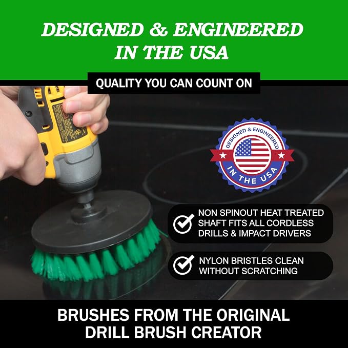 Drillbrush Green Kitchen Drill Brush Set – Drill Powered Cleaning Tools - Image 3