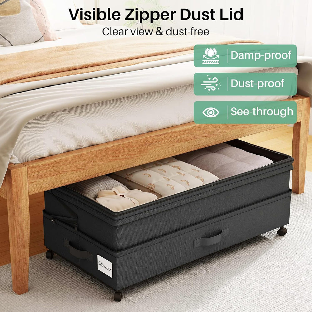 Kitstorack 4 Pack Height-adjustable Under Bed Storage with Wheels, Under Bed ...