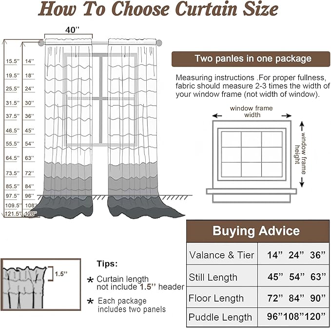 Chyhomenyc Ivory Sheer Curtains 108 Inch Long 2 Panels Set, Light Filtering - Image 5