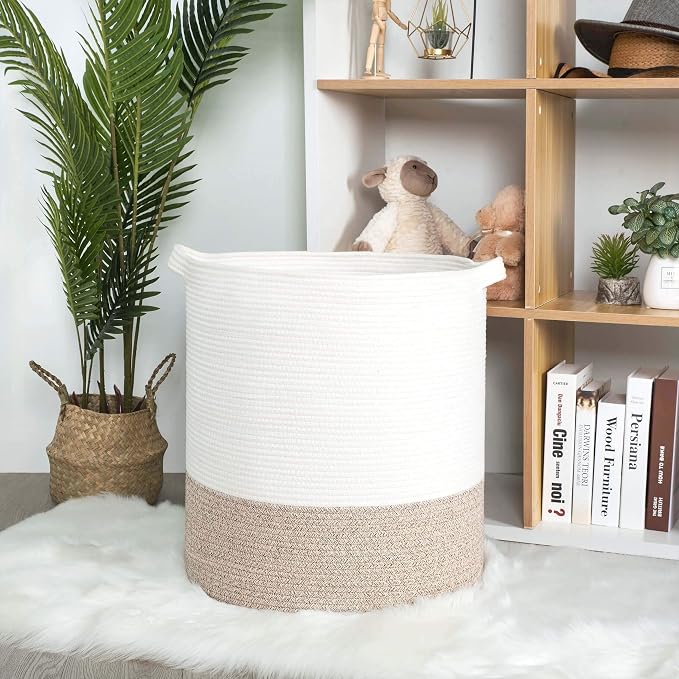 MINTWOOD Design 83L Extra Large 20x18 Inches Decorative Woven Cotton Rope Basket - Image 4