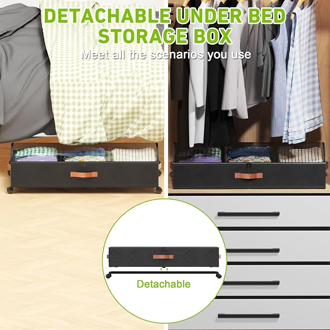 Under Bed Storage with Wheels, XXL 65L Under the bed storage Organizer Bins - Image 6