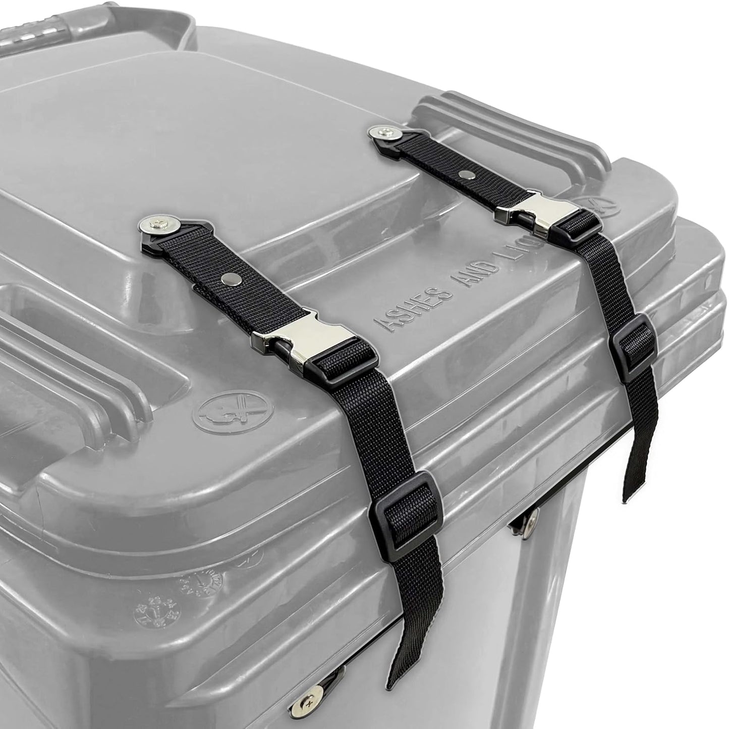 Metal Buckle Trash Can Lid Lock, Adjustable Strap Use for Locking Outdoor Waste Bin, Animals Proof Straps for Securing Garbage Can, 2 Pack