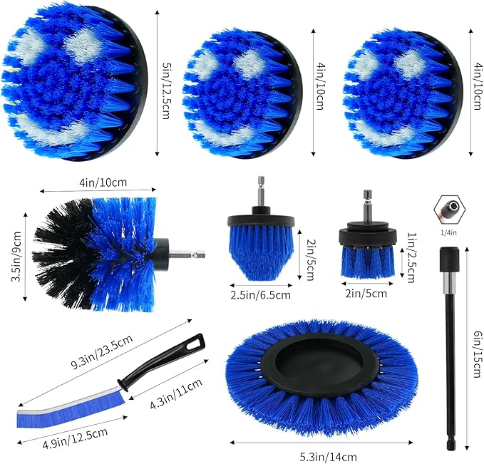 10 Pack Drill Brush Attachment Set, Drill Scrubber Brush Kit, Drill Cleaning - Image 3