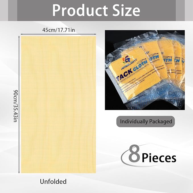 8 Pack Tack Cloths, Tack Rags for Woodworking, 17.7 x 35.4 in Tac Cloth Dust - Image 2