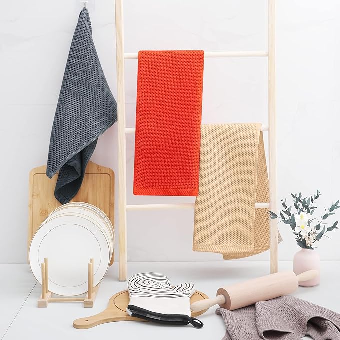 Homaxy 100% Cotton Waffle Weave Kitchen Dish Towels, Ultra Soft Absorbent Quick - Image 6