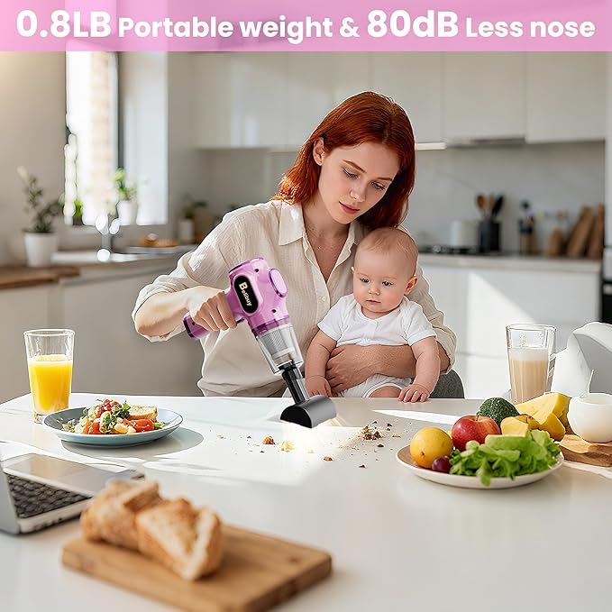 Women-Friendly Cordless Pink Car Vacuum Cleaner – 15000Pa Portable Mini - Image 6
