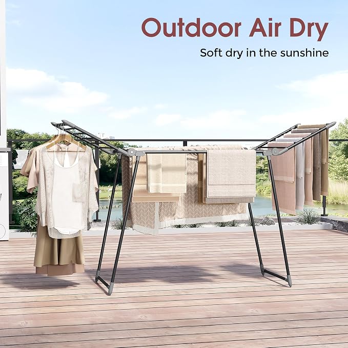APEXCHASER Clothes Drying Rack Foldable, Large Drying Rack Clothing, Winged
